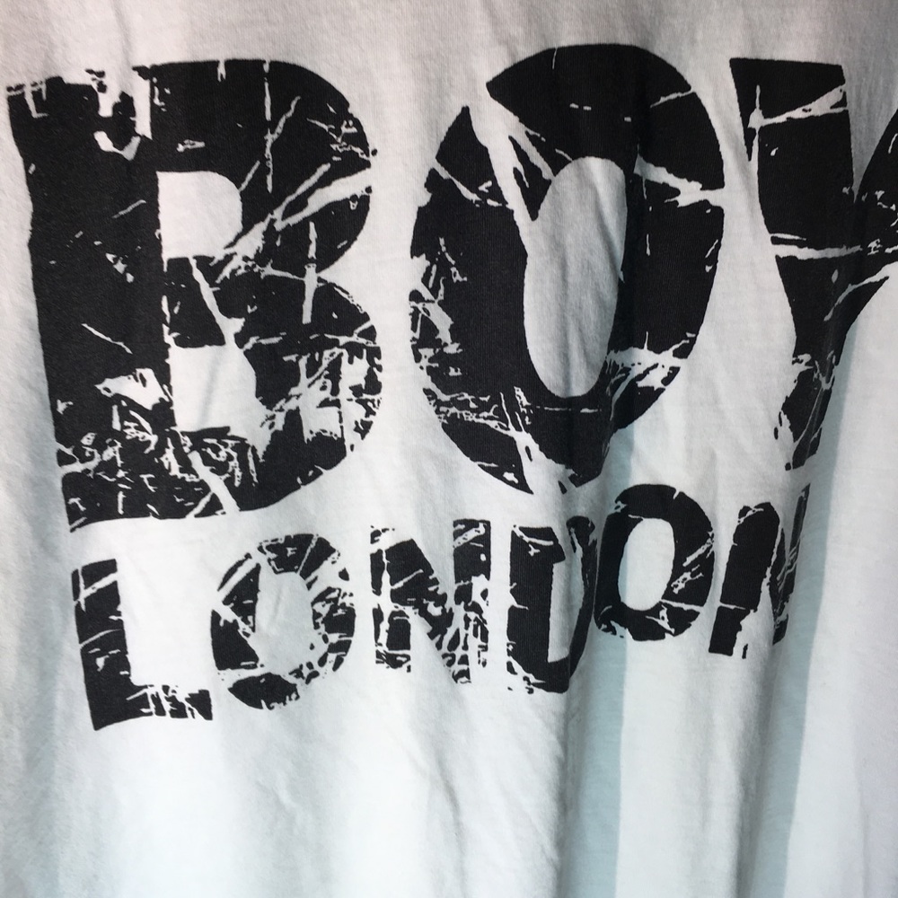 MENS BOY LONDON T SHIRT BLACK OVER WHITE